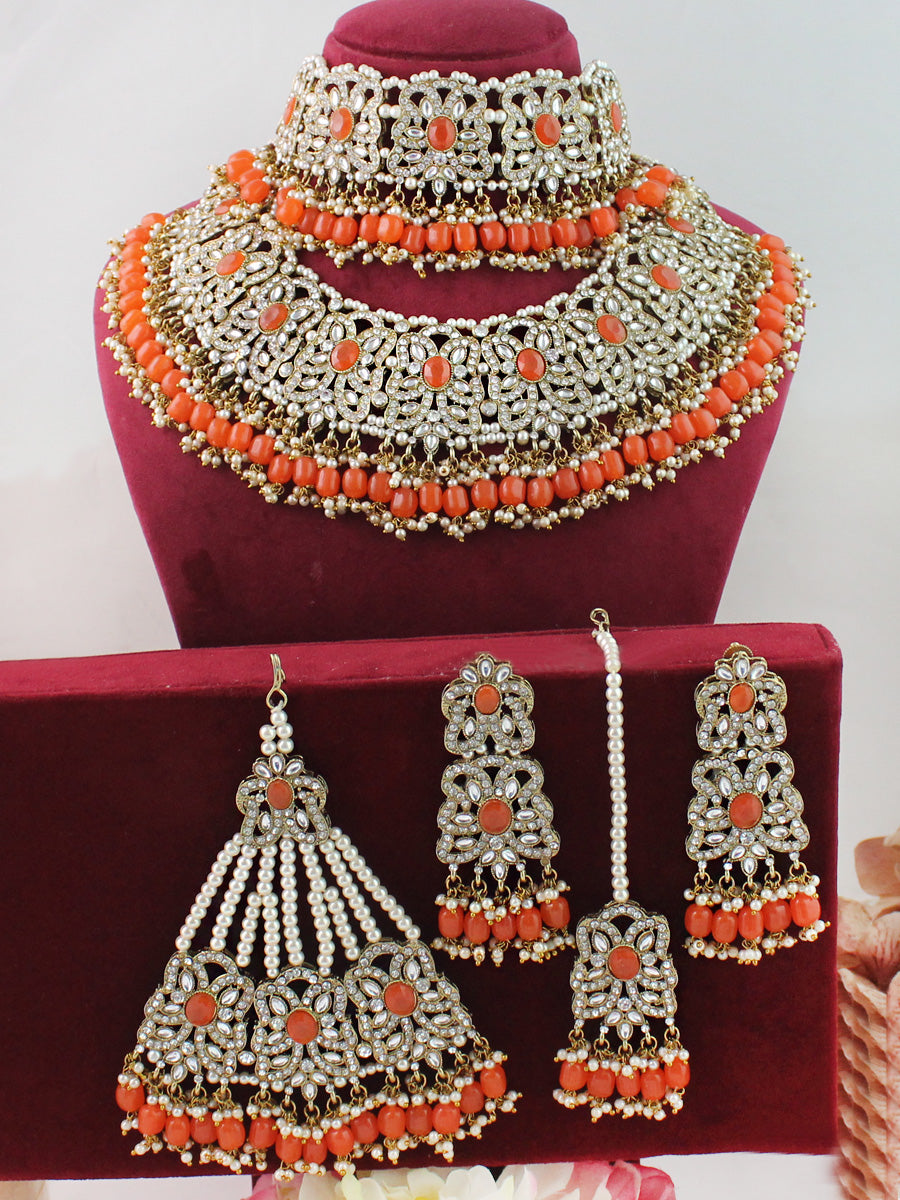 Shahida Necklace Set-Orange