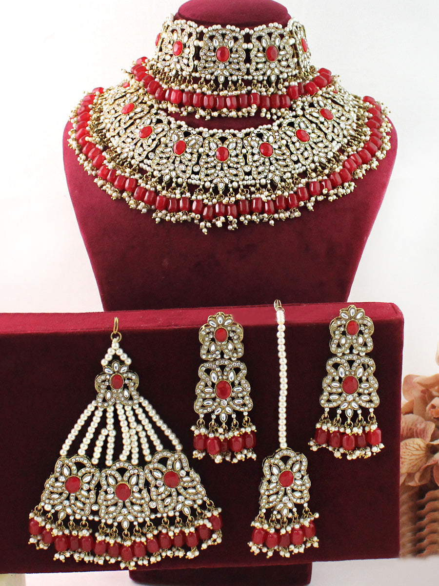 Shahida Necklace Set-Red