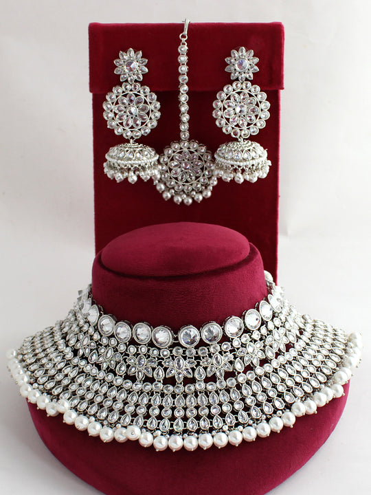Rabia Necklace Set-Silver