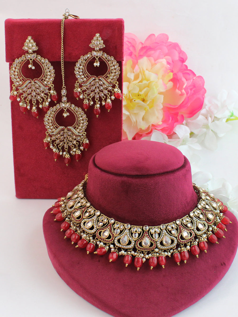 Krishti Necklace Set-red