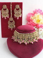 Dhaani Necklace Set-Pastel Pink