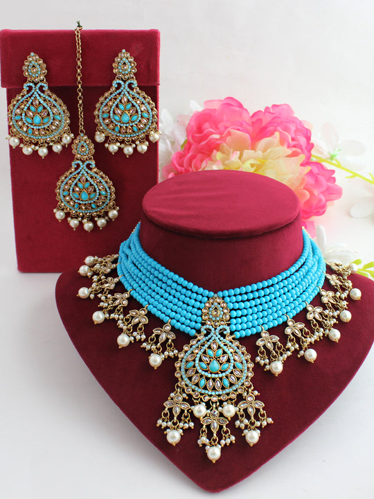 Zaira Necklace Set-Turquoise