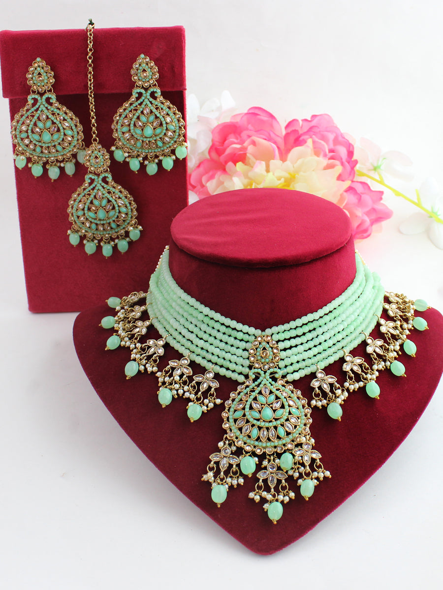 Zaira Necklace Set-Mint Green