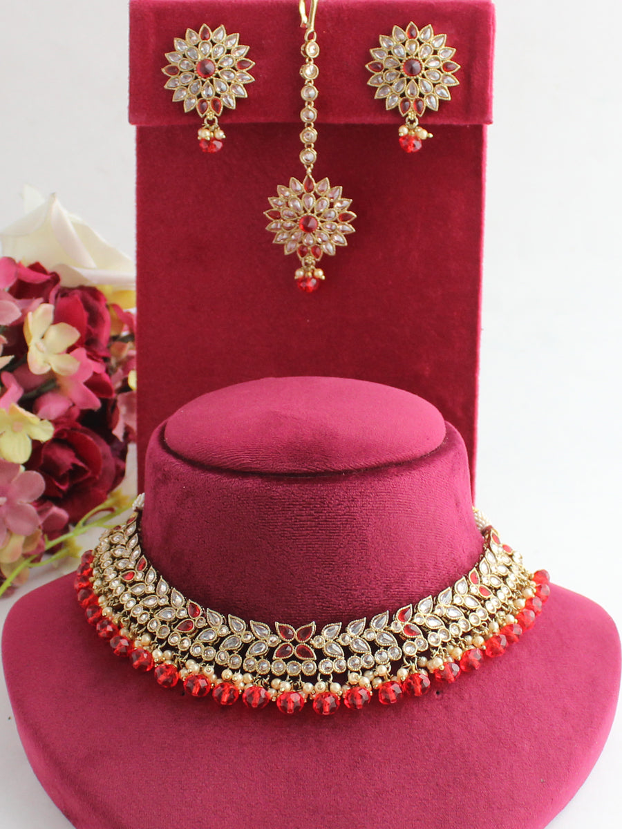 Drisha Necklace Set - Red
