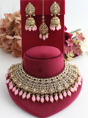Suhana Necklace Set-Pastel pink