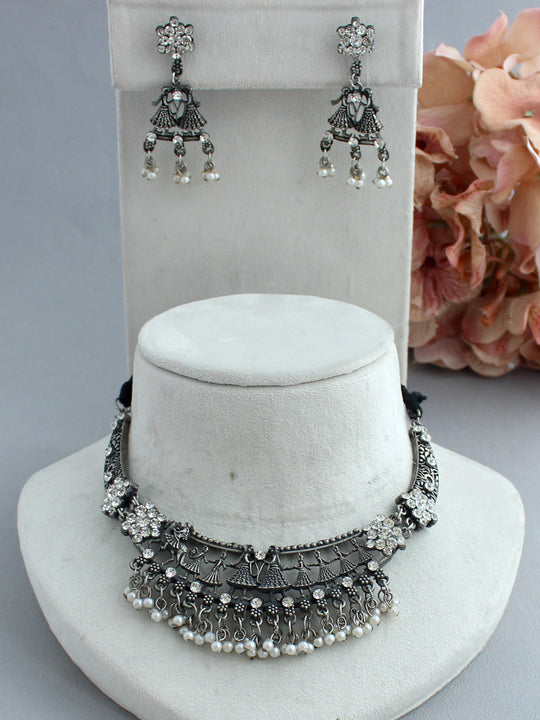 Rida Necklace Set-Silver
