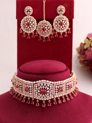 Tamanna Necklace Set-Rose gold/ Hot pink'