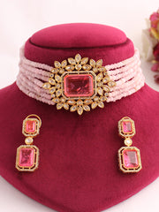 Anvi Necklace Set-Pastel Pink