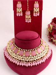 Sandhya Necklace Set-Pastel Pink