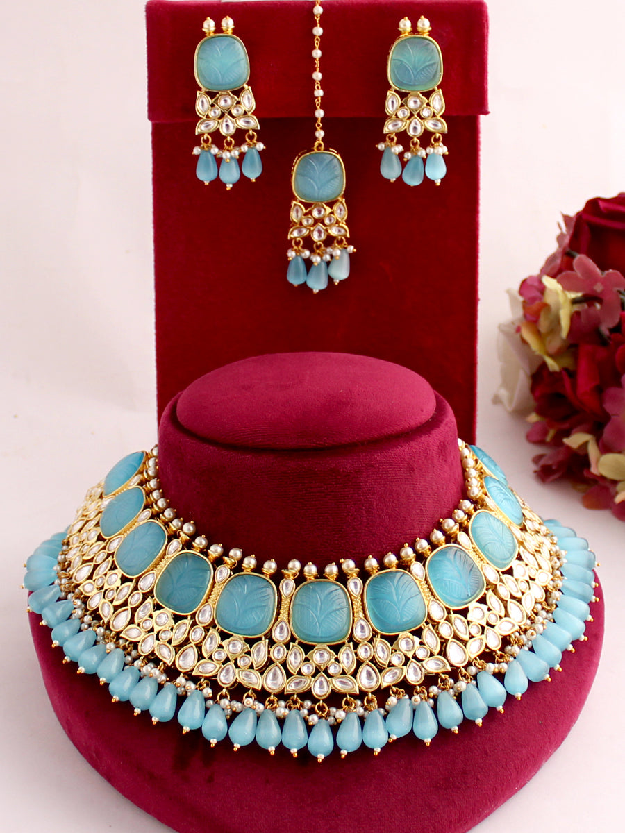 Sandhya Necklace Set-Turquoise