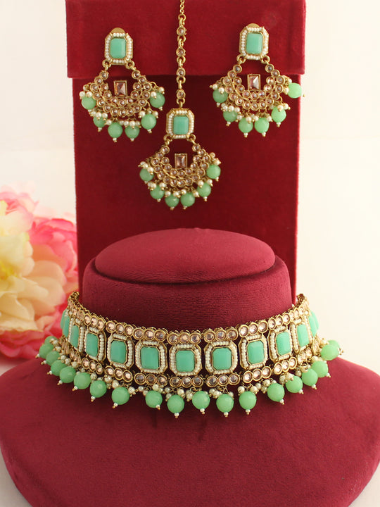Mahira Necklace Set-Mint Green