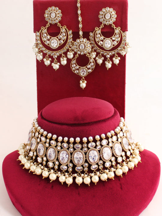 Akansha Necklace Set-Pearl