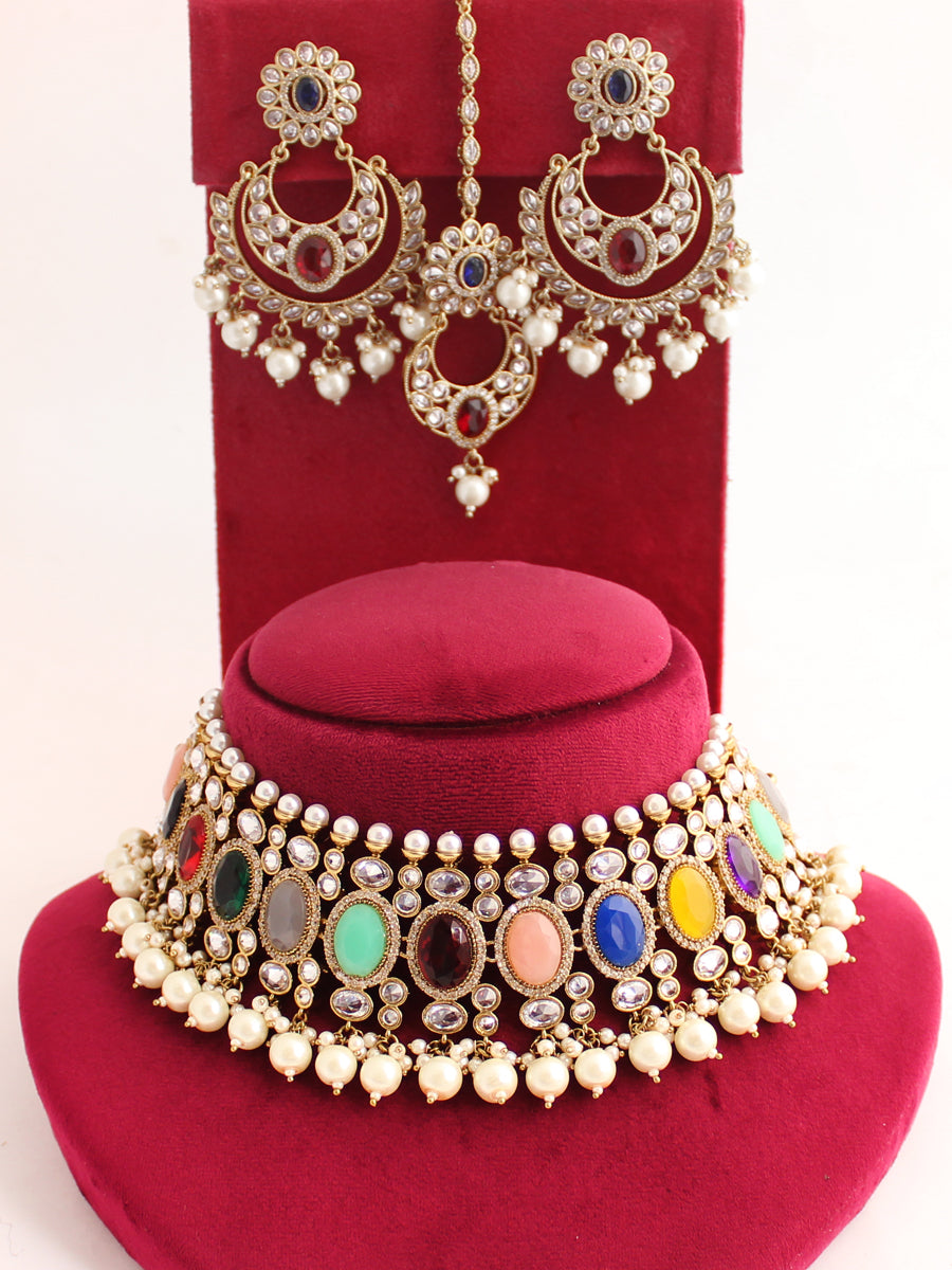 Akansha Necklace Set-Multicolor