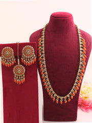 Chetna Long Necklace Set-Orange