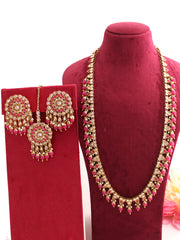 Chetna Long Necklace Set-Hot Pink