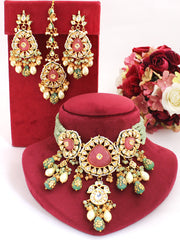 Akshara Necklace Set-Pastel Pink
