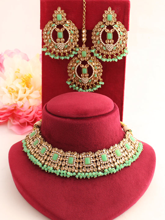 Ramsha Necklace Set-Mint Green