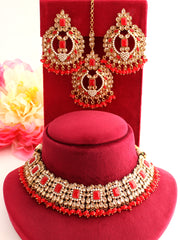 Ramsha Necklace Set-Red