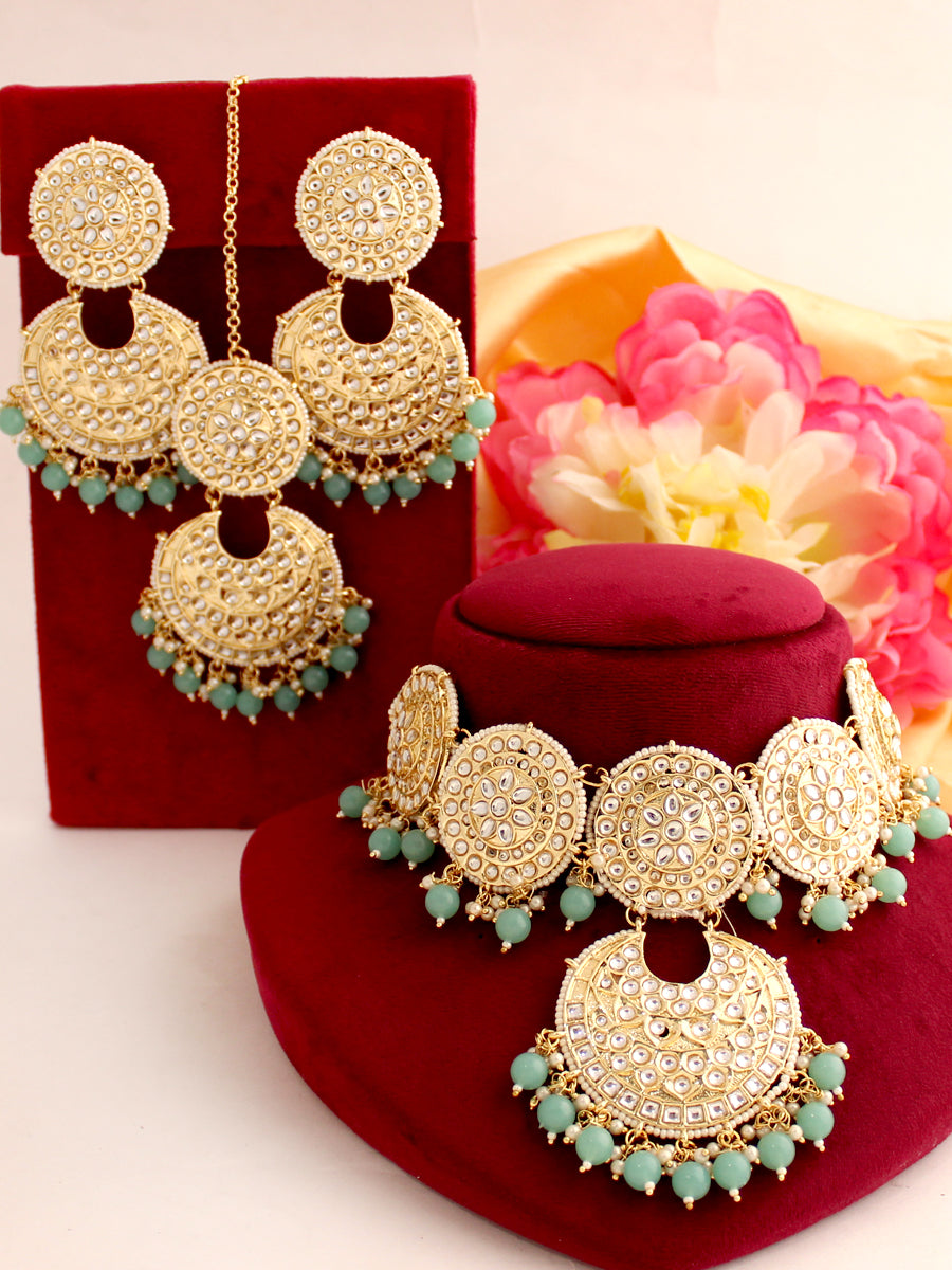 Aadhya Necklace Set-Pastel Blue