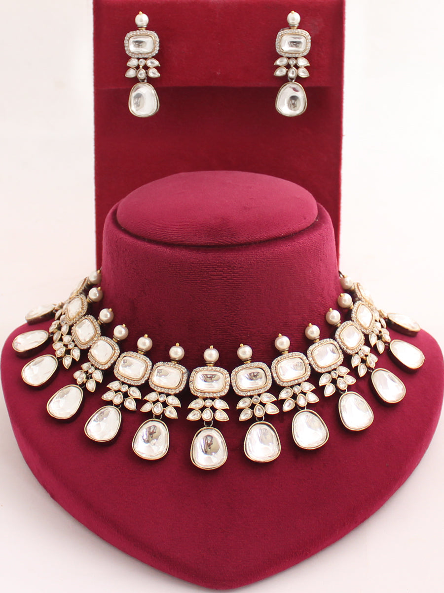 Hyderabad Necklace Set-Metallic