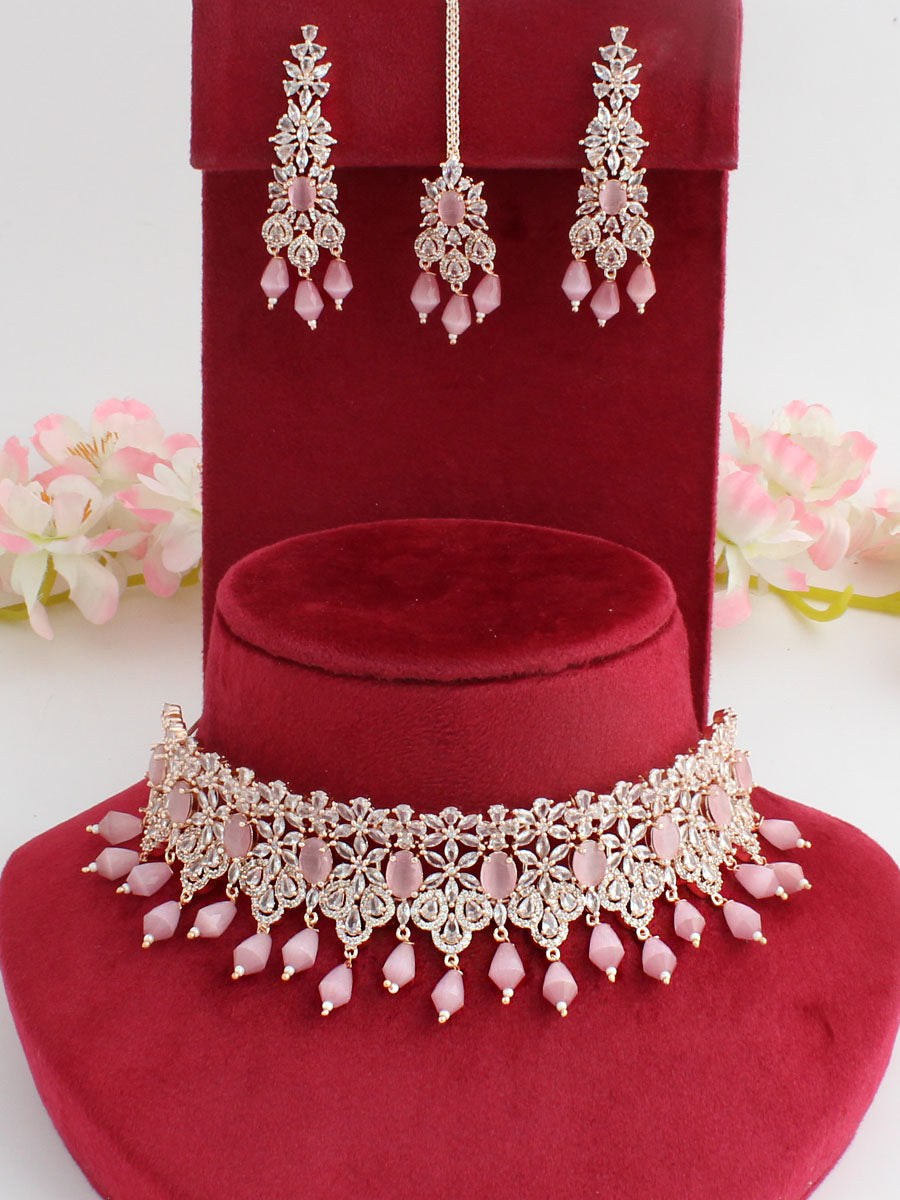 Singapore Necklace Set-Rose Gold /Pastel Pink