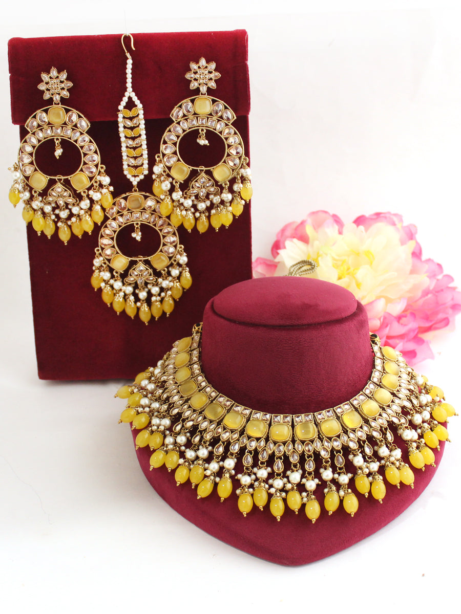 Fatimah Necklace Set-Yellow