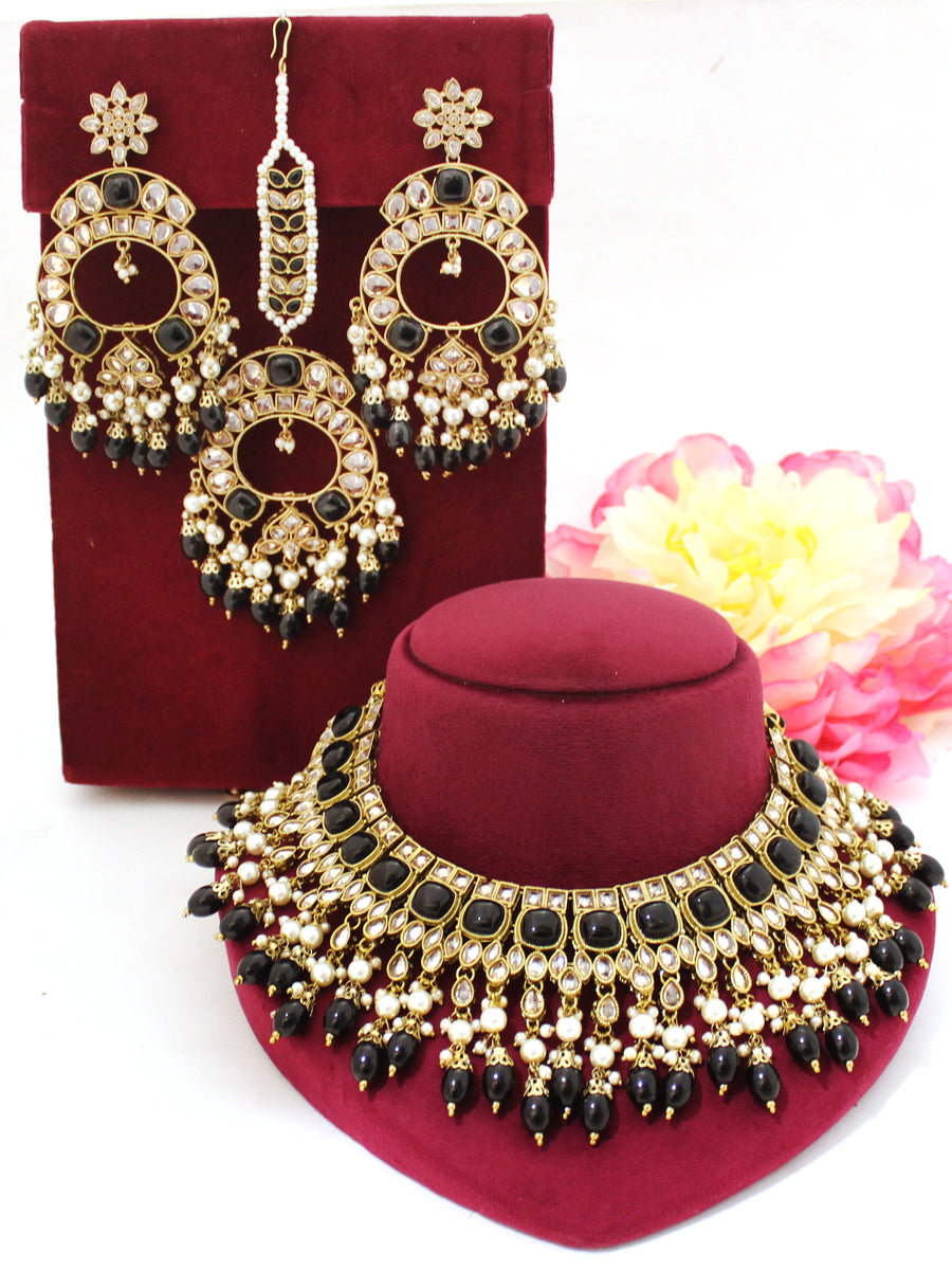 Fatimah Necklace Set-Black