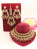 Fatimah Necklace Set-Maroon
