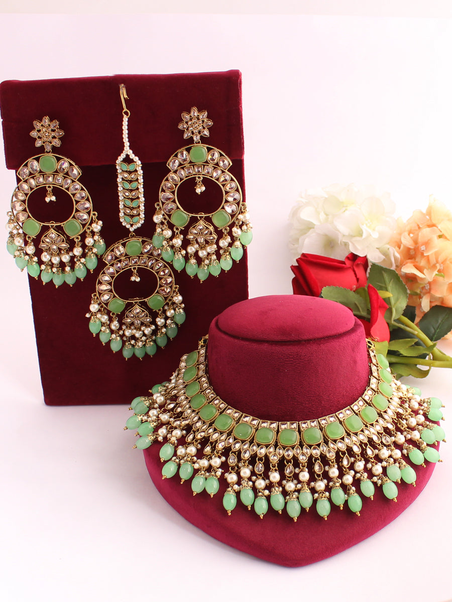 Fatimah Necklace Set-Mint Green