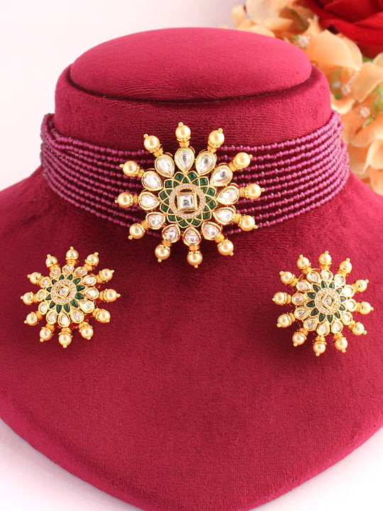 Sheel Necklace Set-Ruby