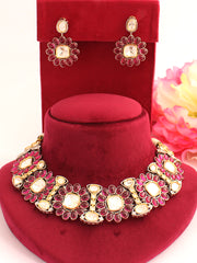 Hritivi Necklace Set-Hot pink