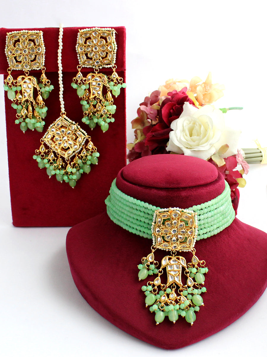 Shibani Necklace Set-Mint Green