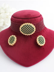 Deepali Necklace Set-Ruby Pink
