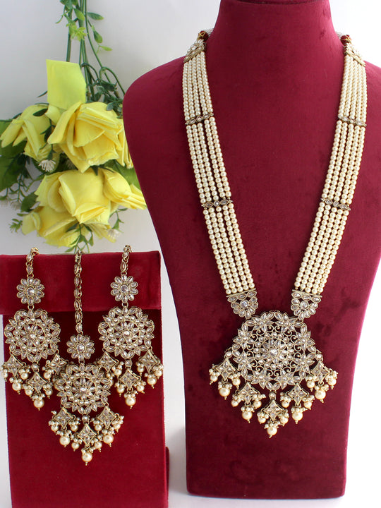 Aakriti Long Necklace Set-Golden / Golden