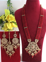 Aakriti Long Necklace Set-Maroon