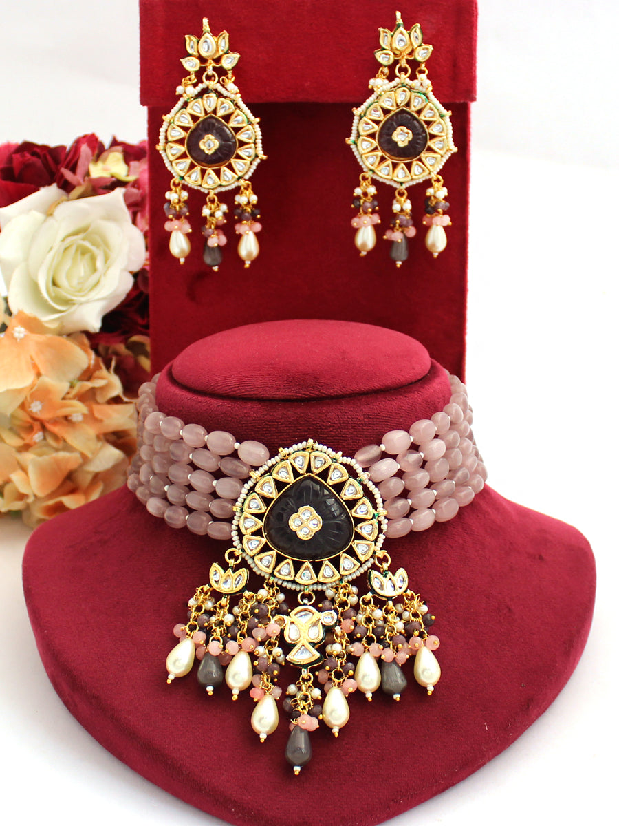 Shriya Necklace Set-Purple