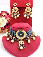 Akshita Necklace Set-Navy Blue