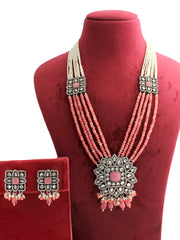 Sumona Long Necklace Set-Pink