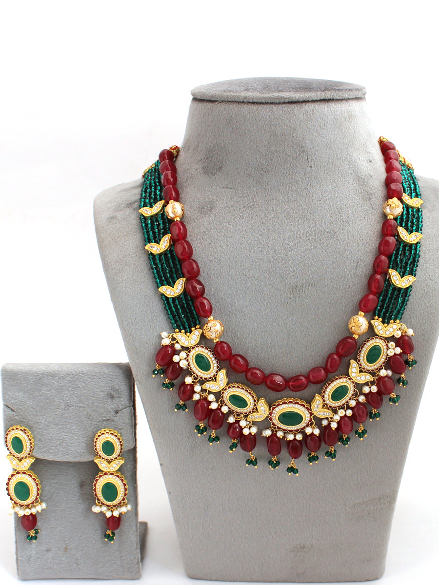 Arisha Layered Necklace Set-Green