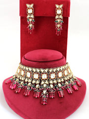 Malvika Necklace Set-Hot Pink