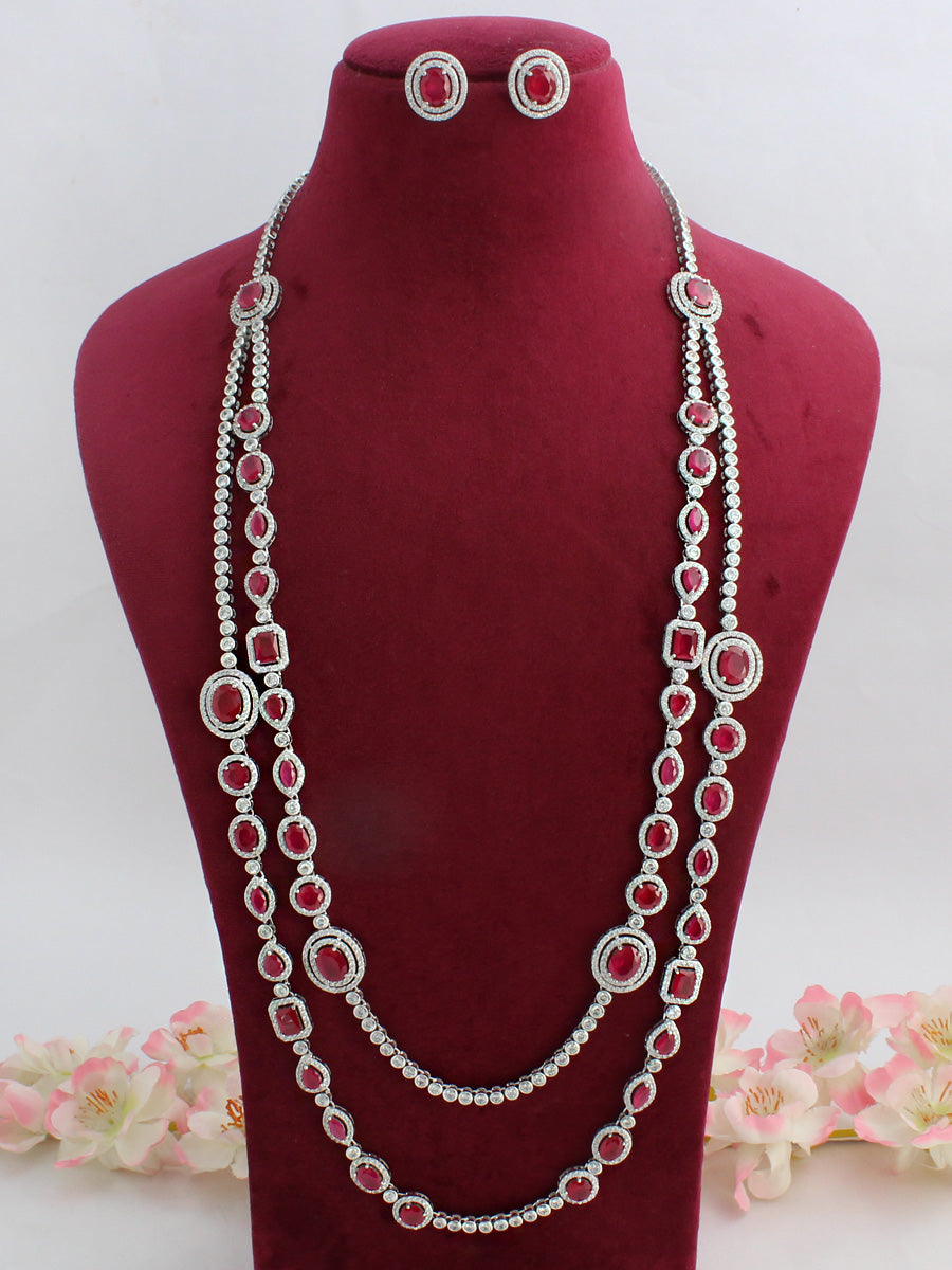 Aria Necklace Set-Ruby Pink