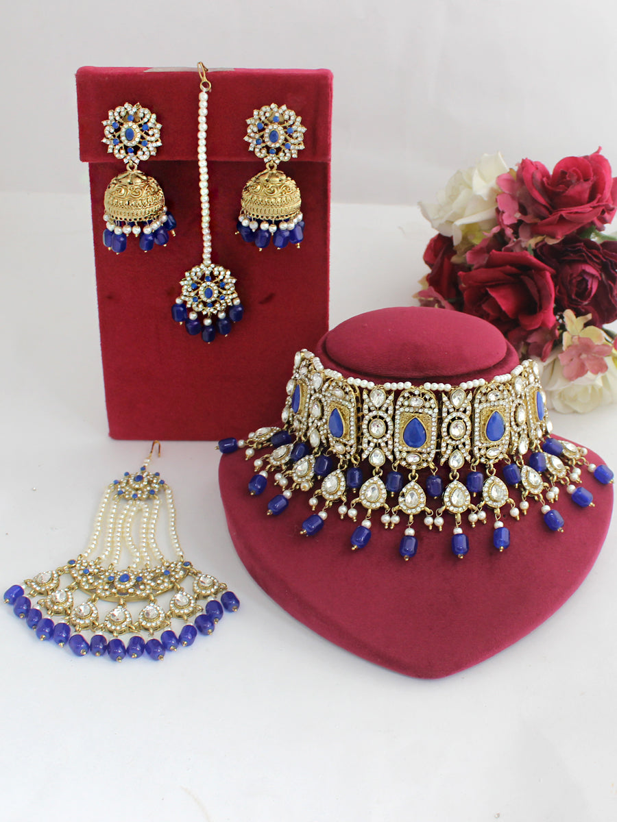 Asmara Necklace Set-Blue