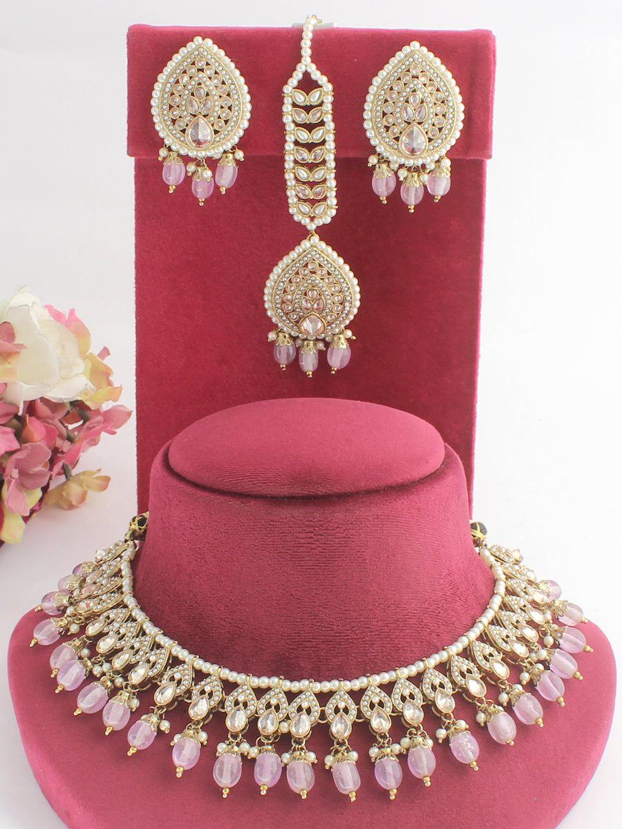 Priyanshi Necklace Set - Lavender