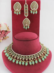 Priyanshi Necklace Set-Mint Green