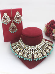 Ziya Necklace Set-(Golden)Pastel Blue