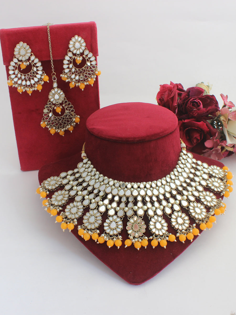 Ziya Necklace Set-(Golden)Yellow