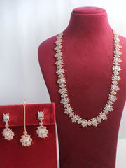 Tanisha Cz Long Necklace Set-White