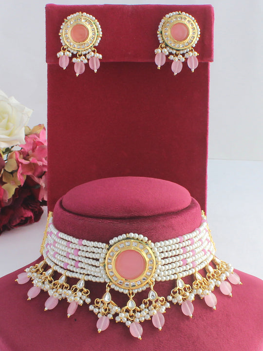Anjini Necklace Set - Pastel Pink