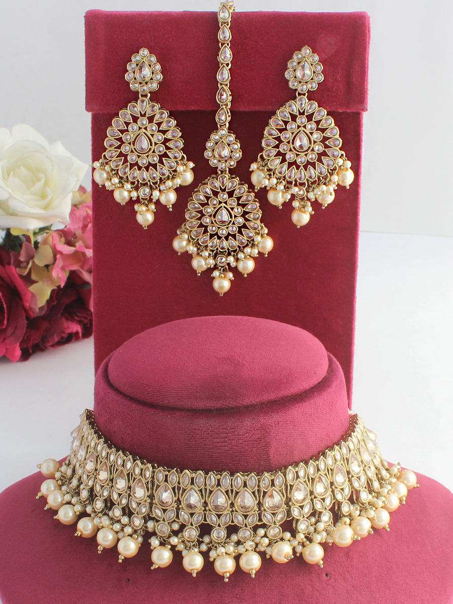 Riyaaz Necklace Set - Golden