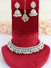 Abhilasha Necklace Set-Silver